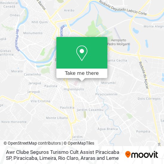 Mapa Awr Clube Seguros Turismo Cult Assist Piracicaba SP