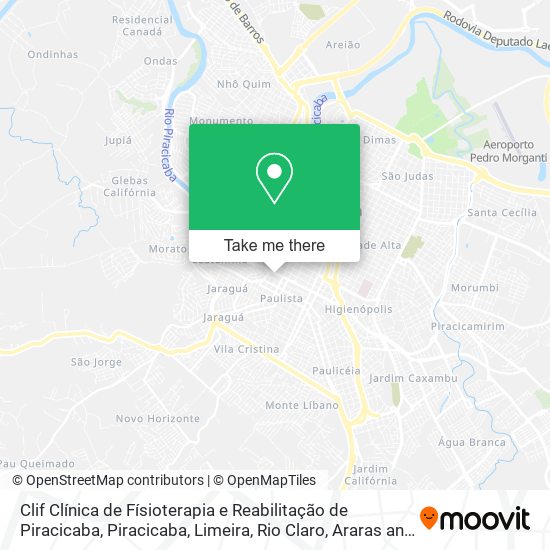 Mapa Clif Clínica de Físioterapia e Reabilitação de Piracicaba