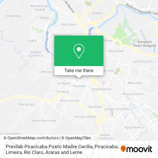 Previlab Piracicaba Posto Madre Cecília map