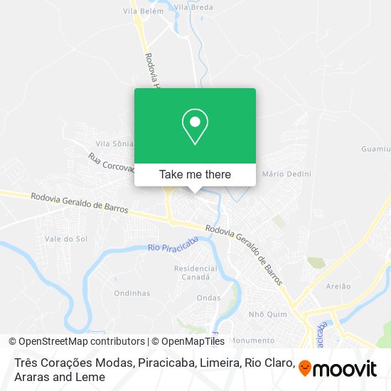 Três Corações Modas map