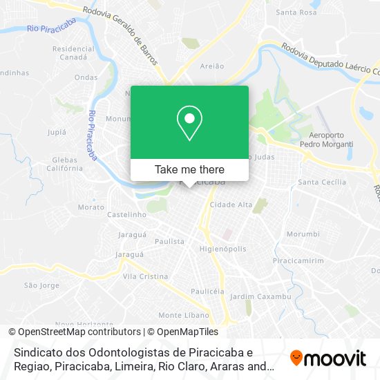 Mapa Sindicato dos Odontologistas de Piracicaba e Regiao