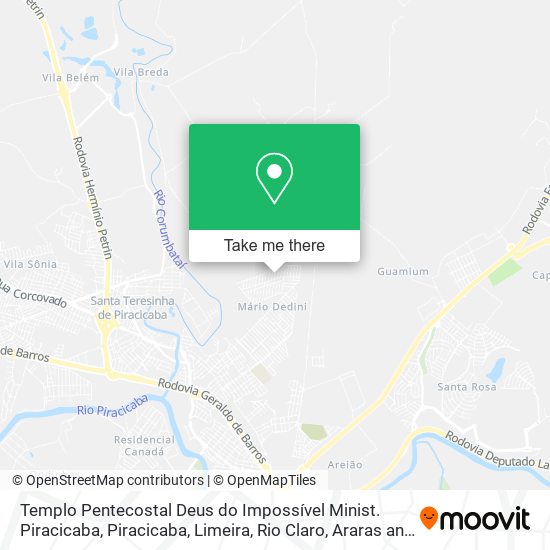 Templo Pentecostal Deus do Impossível Minist. Piracicaba map