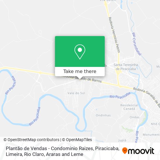 Plantão de Vendas - Condominio Raizes map