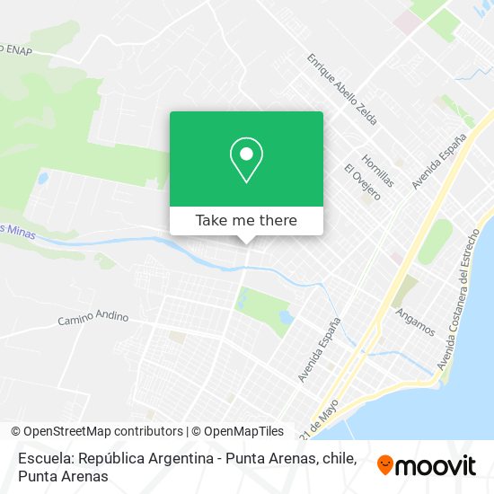 Escuela: República Argentina - Punta Arenas, chile map