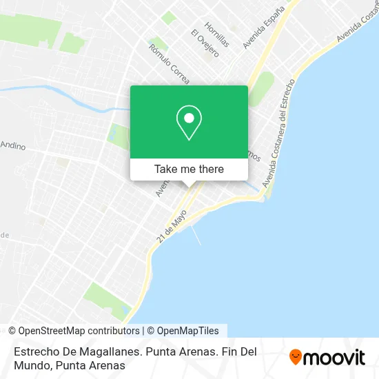 Estrecho De Magallanes. Punta Arenas. Fin Del Mundo map