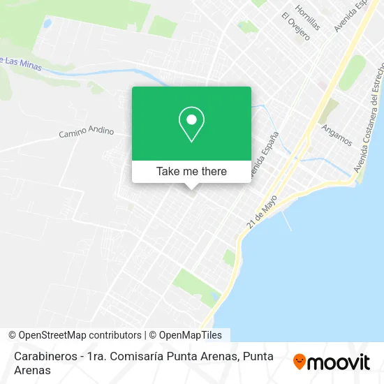 Mapa de Carabineros - 1ra. Comisaría Punta Arenas
