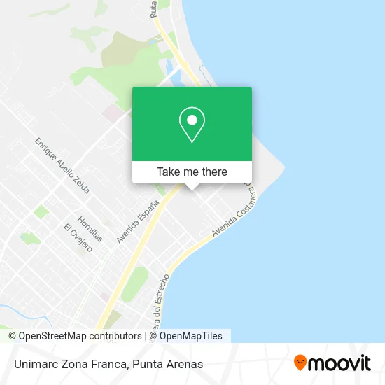 Mapa de Unimarc Zona Franca