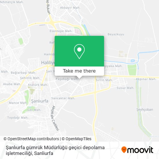 Şanlıurfa gümrük Müdürlüğü geçici depolama işletmeciliği map