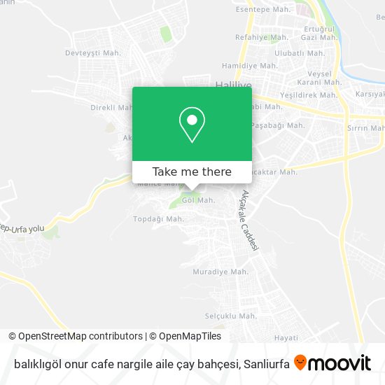 balıklıgöl onur cafe nargile aile çay bahçesi map