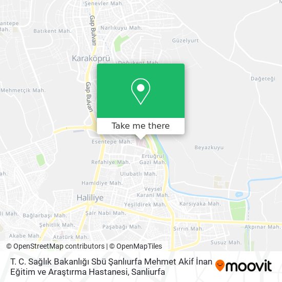 T. C. Sağlık Bakanlığı Sbü Şanlıurfa Mehmet Akif İnan Eğitim ve Araştırma Hastanesi map