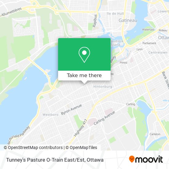 Tunney's Pasture O-Train East / Est map