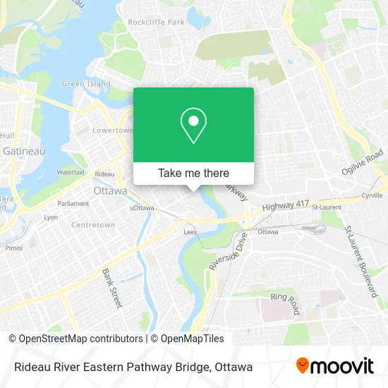 Rideau River Eastern Pathway Bridge map