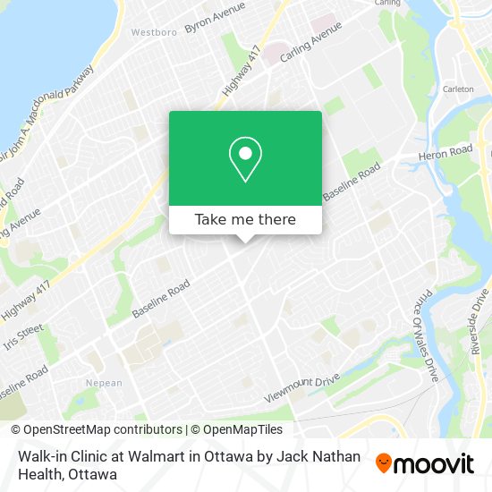 Walk-in Clinic at Walmart in Ottawa by Jack Nathan Health map