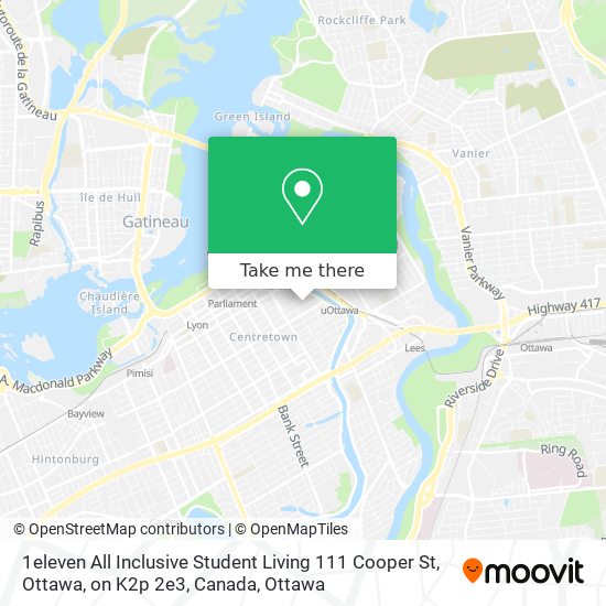 1eleven All Inclusive Student Living 111 Cooper St, Ottawa, on K2p 2e3, Canada map