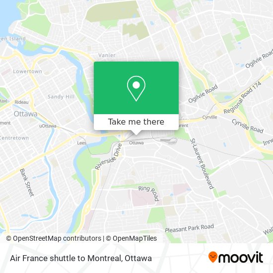 Air France shuttle to Montreal map