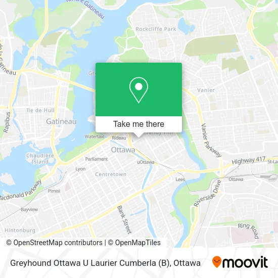 Greyhound Ottawa U Laurier Cumberla (B) map