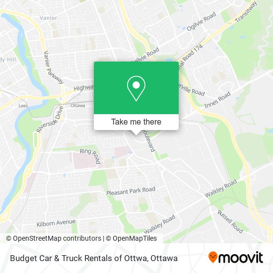 Budget Car & Truck Rentals of Ottwa map