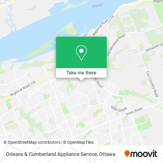 Orleans & Cumberland Appliance Service map