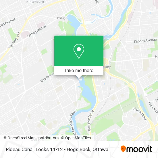 Rideau Canal, Locks 11-12 - Hogs Back map