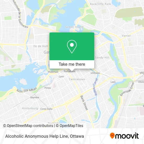Alcoholic Anonymous Help Line map
