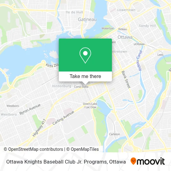 Ottawa Knights Baseball Club Jr. Programs map