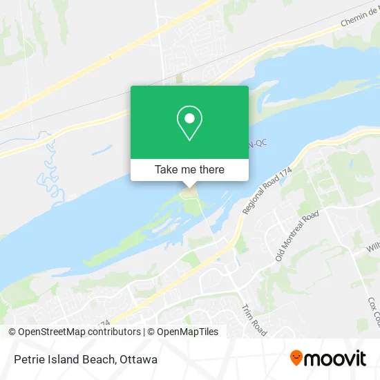 Petrie Island Beach map