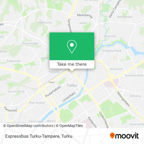 Expressbus Turku-Tampere map