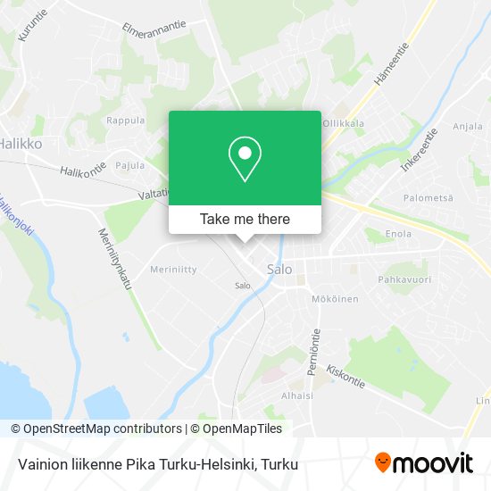 Vainion liikenne Pika Turku-Helsinki map