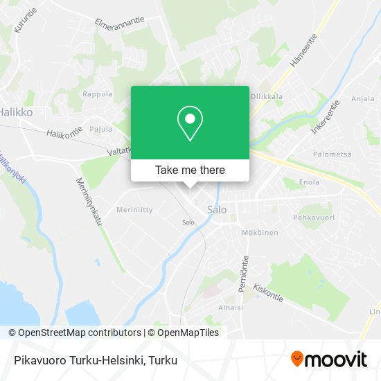 Pikavuoro Turku-Helsinki map