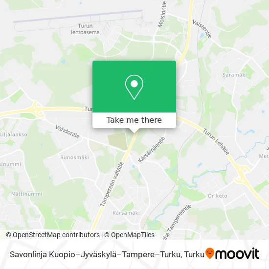 Savonlinja Kuopio–Jyväskylä–Tampere–Turku map