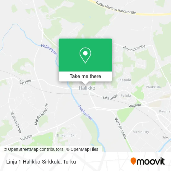 Linja 1 Halikko-Sirkkula map