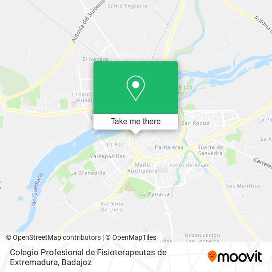 mapa Colegio Profesional de Fisioterapeutas de Extremadura
