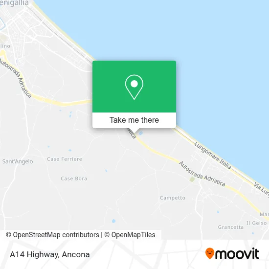 A14 Highway map