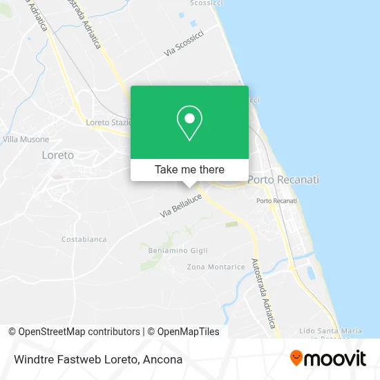 Windtre Fastweb Loreto map