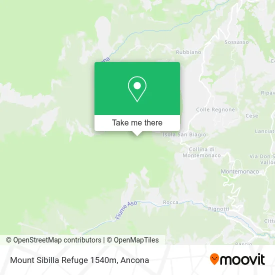 Mount Sibilla Refuge 1540m map