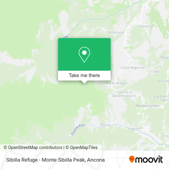 Sibilla Refuge - Monte Sibilla Peak map