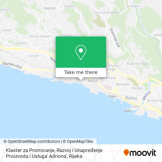 Klaster za Promicanje, Razvoj i Unapređenje Proizvoda i Usluga' Adriona' map