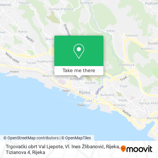 Trgovački obrt Val Ljepote, Vl. Ines Žlibanović, Rijeka, Tizianova 4 map