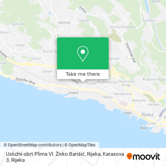 Uslužni obrt Plima Vl. Živko Barišić, Rijeka, Karasova 3 map