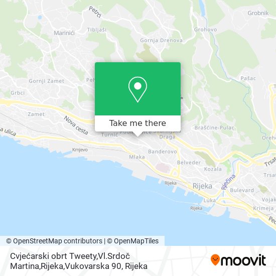 Cvjećarski obrt Tweety,Vl.Srdoč Martina,Rijeka,Vukovarska 90 map