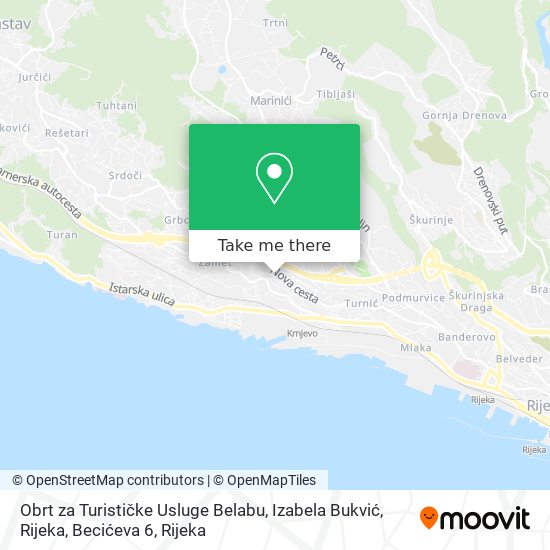Obrt za Turističke Usluge Belabu, Izabela Bukvić, Rijeka, Becićeva 6 map