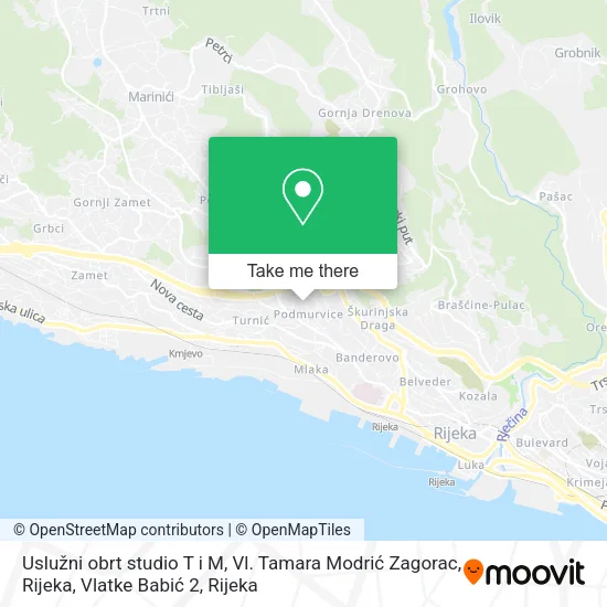 Uslužni obrt studio T i M, Vl. Tamara Modrić Zagorac, Rijeka, Vlatke Babić 2 map