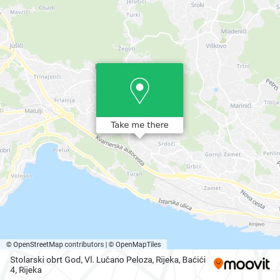 Stolarski obrt God, Vl. Lučano Peloza, Rijeka, Baćići 4 map