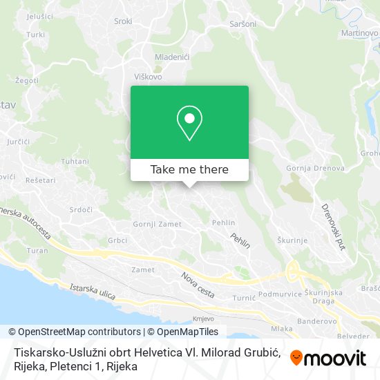 Tiskarsko-Uslužni obrt Helvetica Vl. Milorad Grubić, Rijeka, Pletenci 1 map