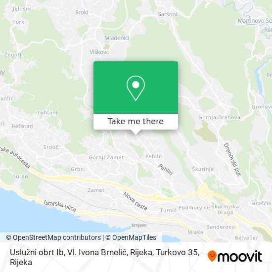 Uslužni obrt Ib, Vl. Ivona Brnelić, Rijeka, Turkovo 35 map