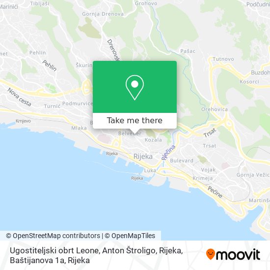 Ugostiteljski obrt Leone, Anton Štroligo, Rijeka, Baštijanova 1a map