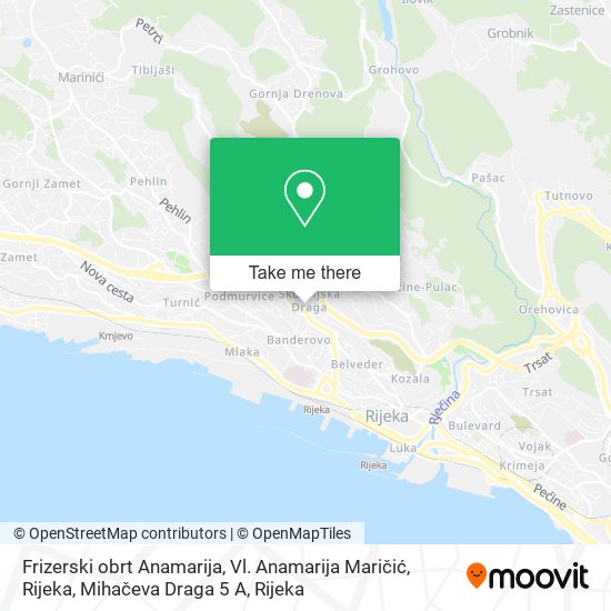 Frizerski obrt Anamarija, Vl. Anamarija Maričić, Rijeka, Mihačeva Draga 5 A map