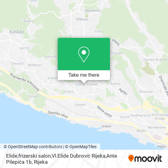 Elide,frizerski salon,Vl.Elide Dubrović Rijeka,Ante Pilepića 1b map