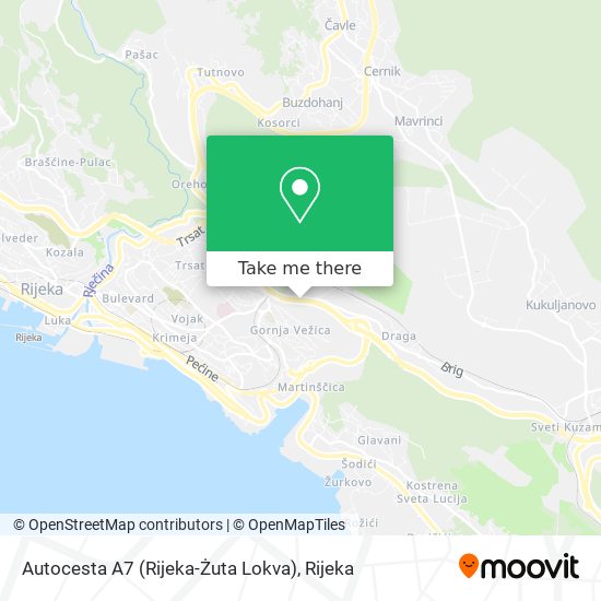 Autocesta A7 (Rijeka-Żuta Lokva) map