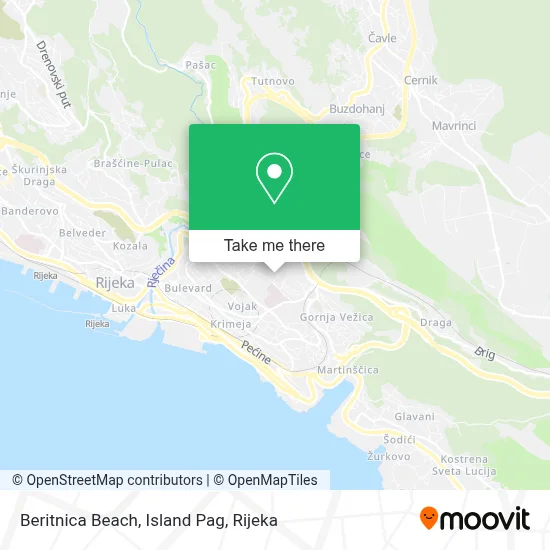Beritnica Beach, Island Pag map